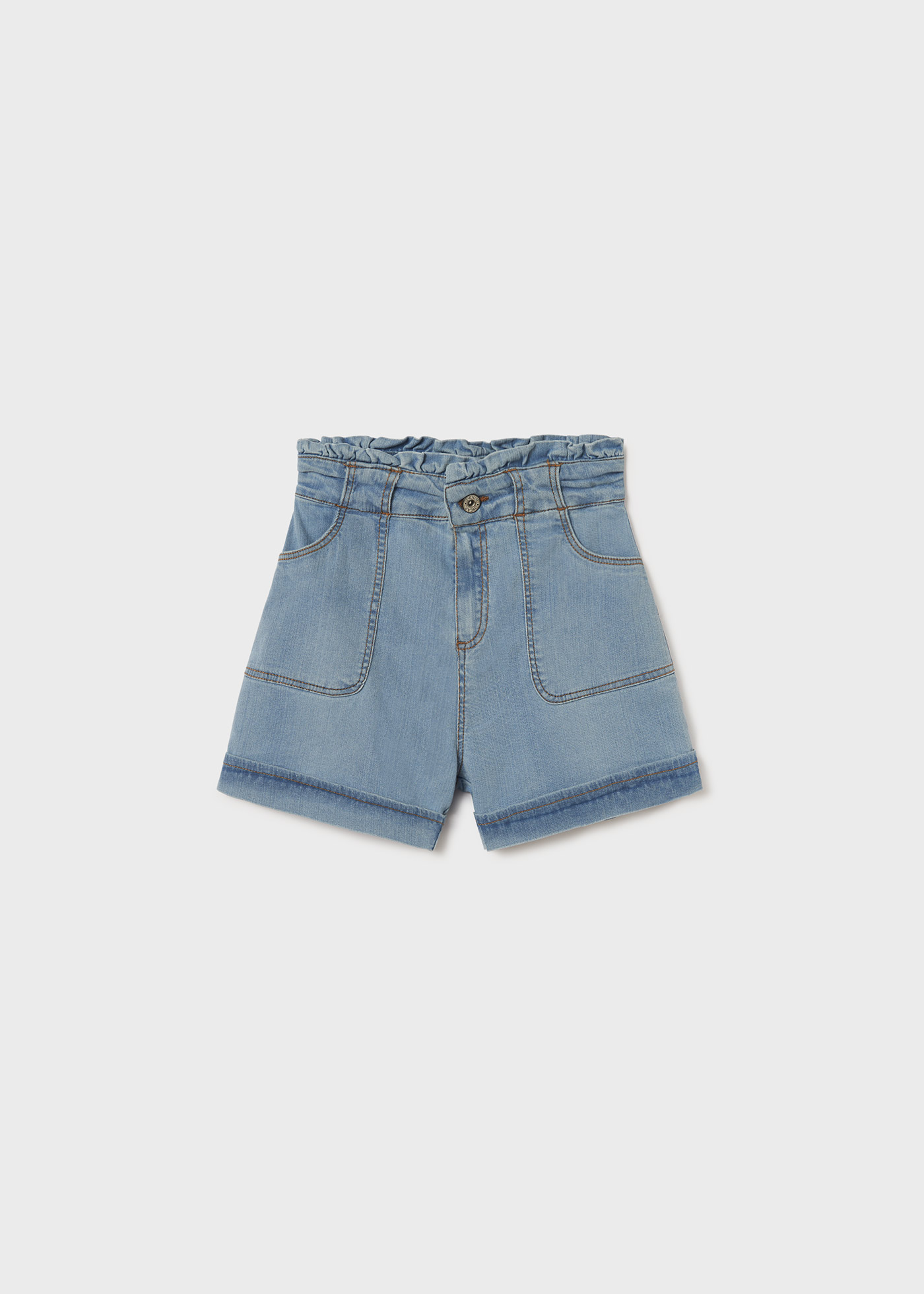 Shorts jeans de algodão de cintura alta para meninas
