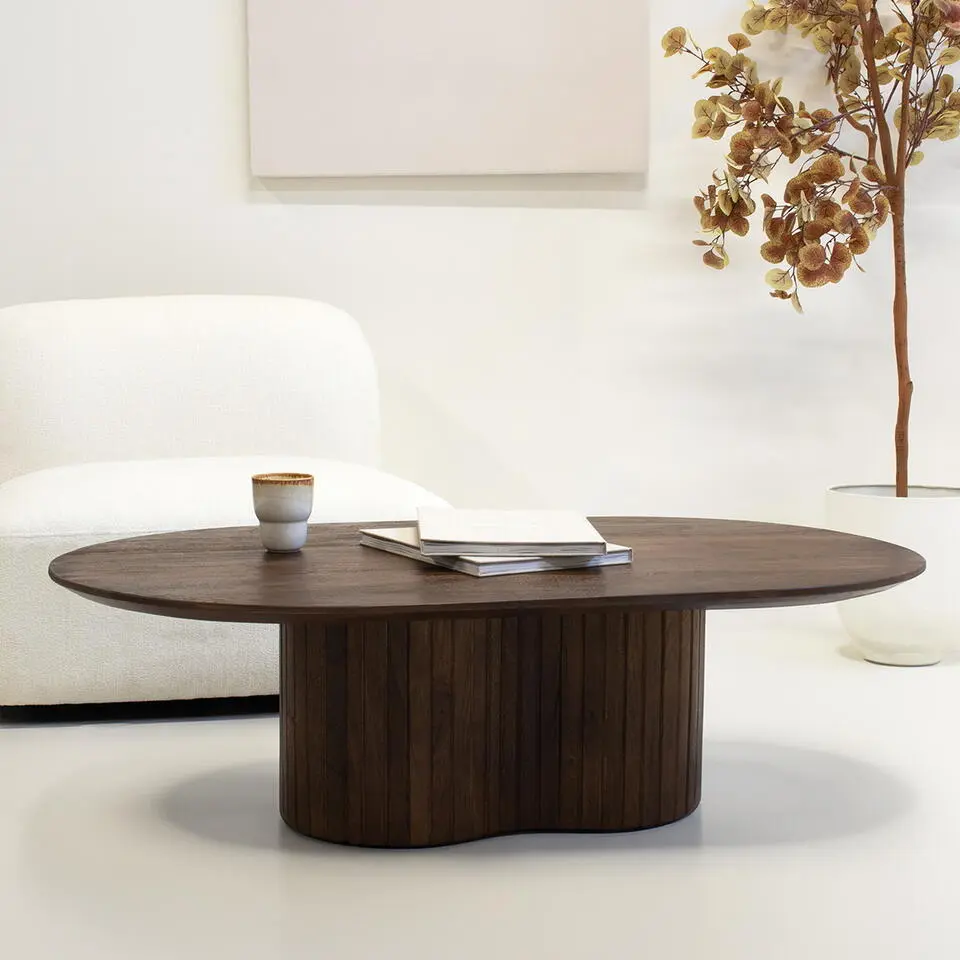 Salontafel Donkerbruin Mangohout - Ovaal - 120x70x35cm - Ava