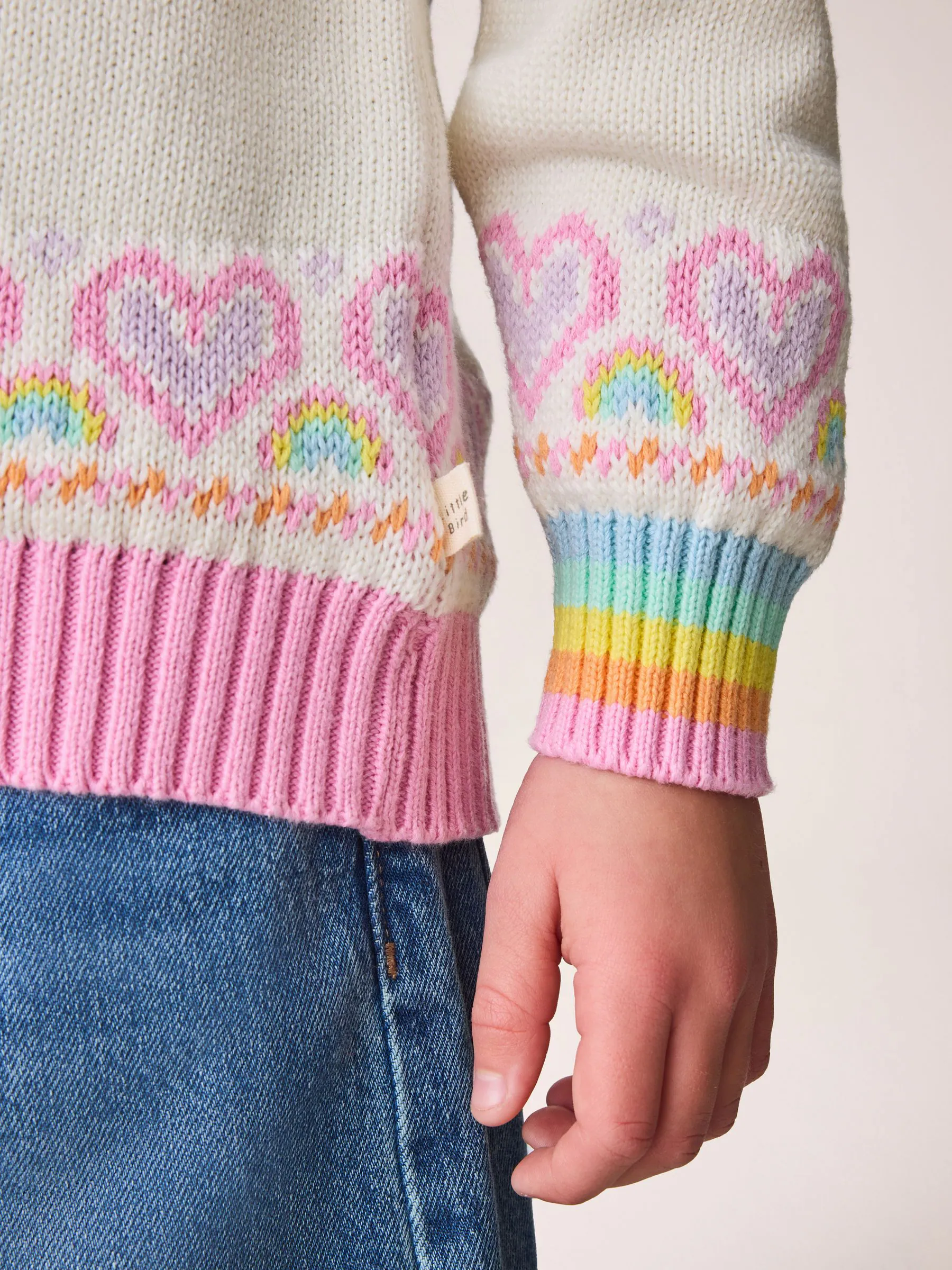 Wit - Little Bird by Jools Oliver Heldere Fairisle Gebreide Familie Kerstmis Trui voor Kinderen