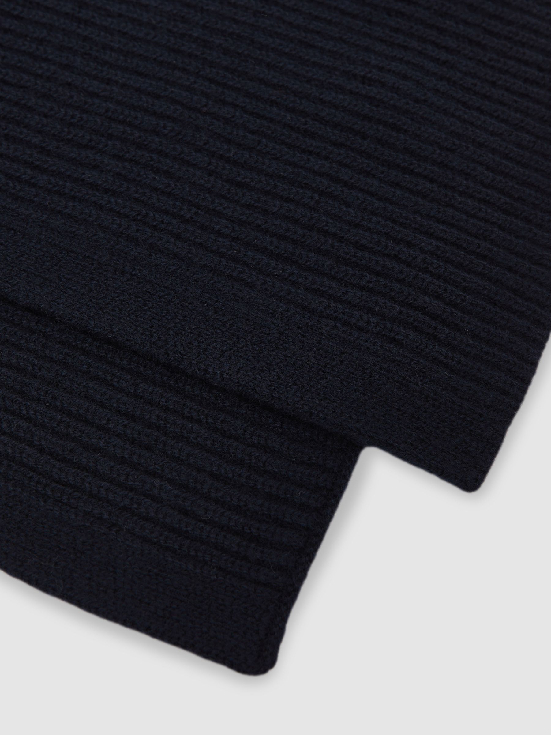 Marineblauw - Reiss Chesterfield Merino Wool Rib-Knit Scarf