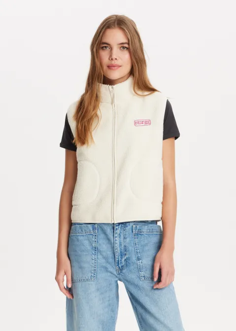 Mouwloos teddy vest off-white (ECRU)