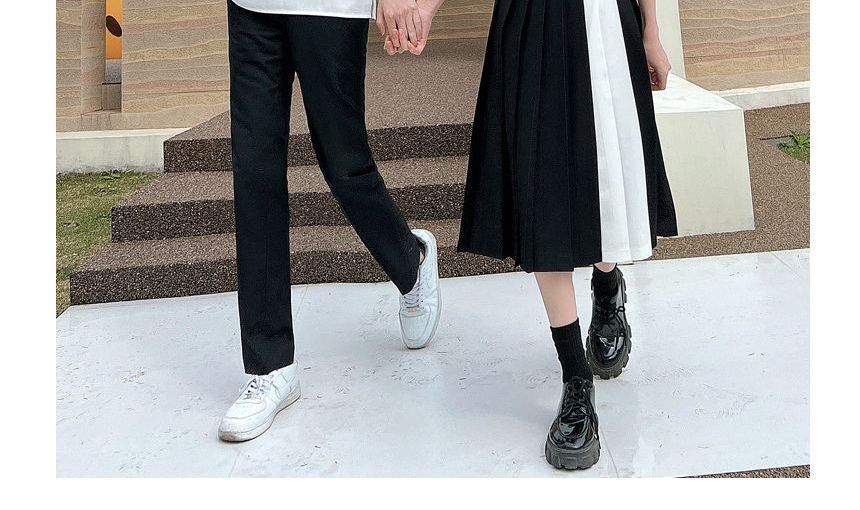 Azure - Matching Hanfu-top met korte mouwen en kwastjes in twee kleuren / geplooide midi-A-lijn rok met hoge taille / effen broek met rechte pijpen