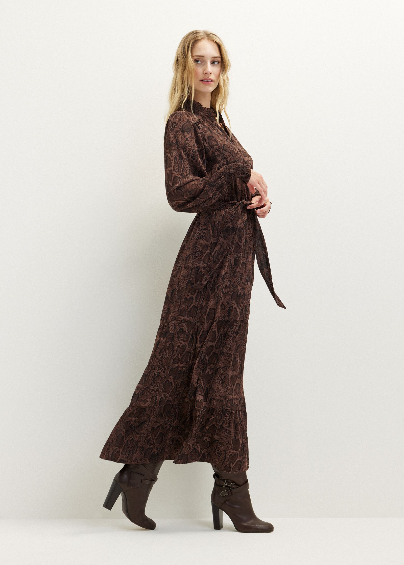 Maxi jurk met slangenprint