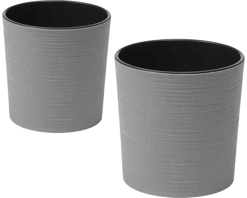 Siena Garden Eco Lens plantenbak, kunststof en hout, Ø 30,5 cm, grijs