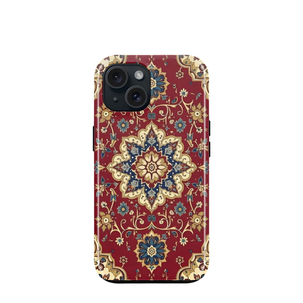 iPhone 15 Hybrid (Kunststoff / Gummi) Hülle Orientalische Pracht 2 - Rot