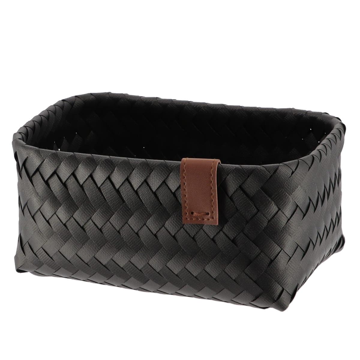 PANIERE EN 22X14X10.5CM ET LIEN FACON CUIR NOIR