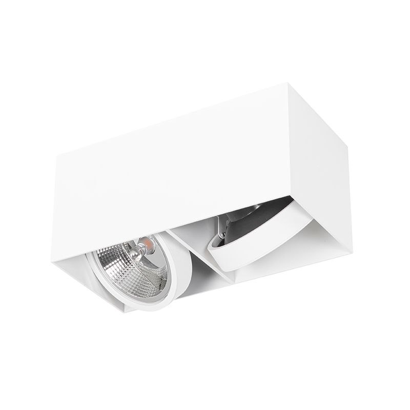 Design spot wit rechthoekig AR111 2-lichts - Box