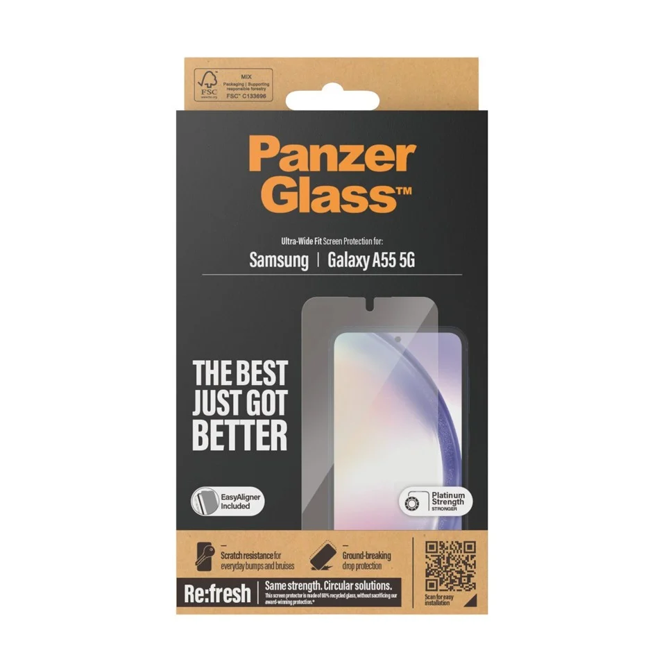 PanzerGlass - Skærmbeskyttelse - Samsung Galaxy A55 5G - Ultra-Wide Fit
