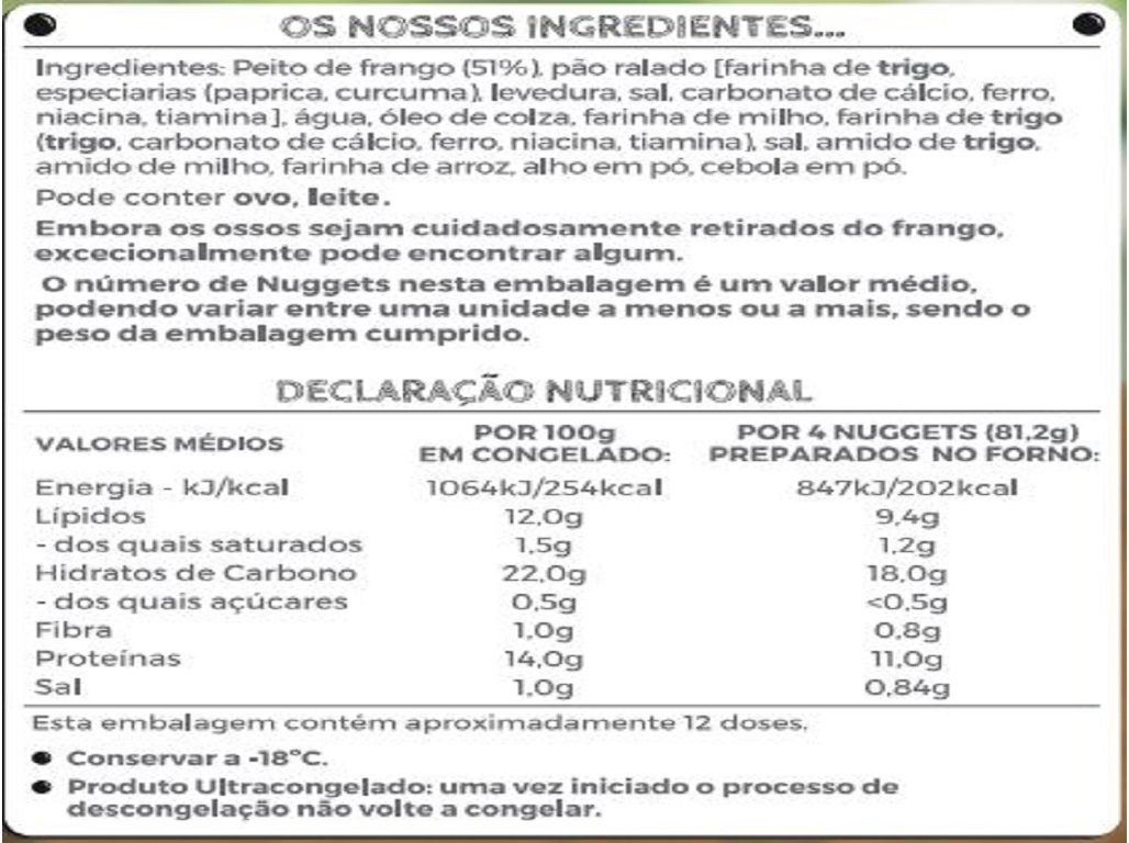 NUGGETS IGLO FRANGO 50UN 1042G