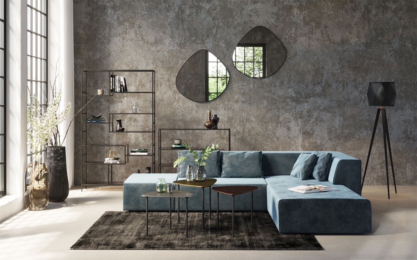 KARE DESIGN Webteppich COSY ROCKY170 x 240 cm grau