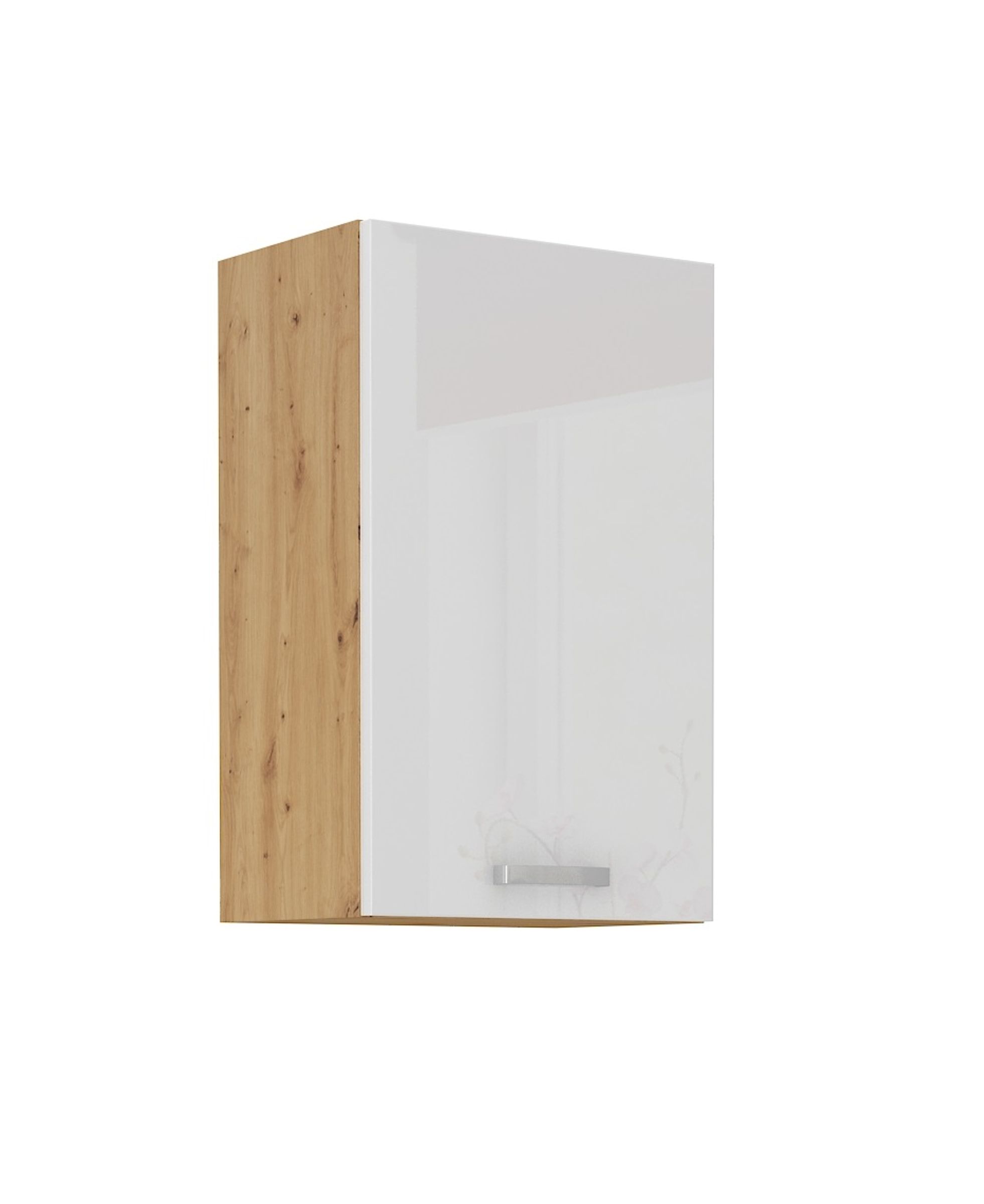 Hängeschrank 50 cm Eiche Artisan + Weiß Hochglanz Küchenzeile Küchenblock Küche