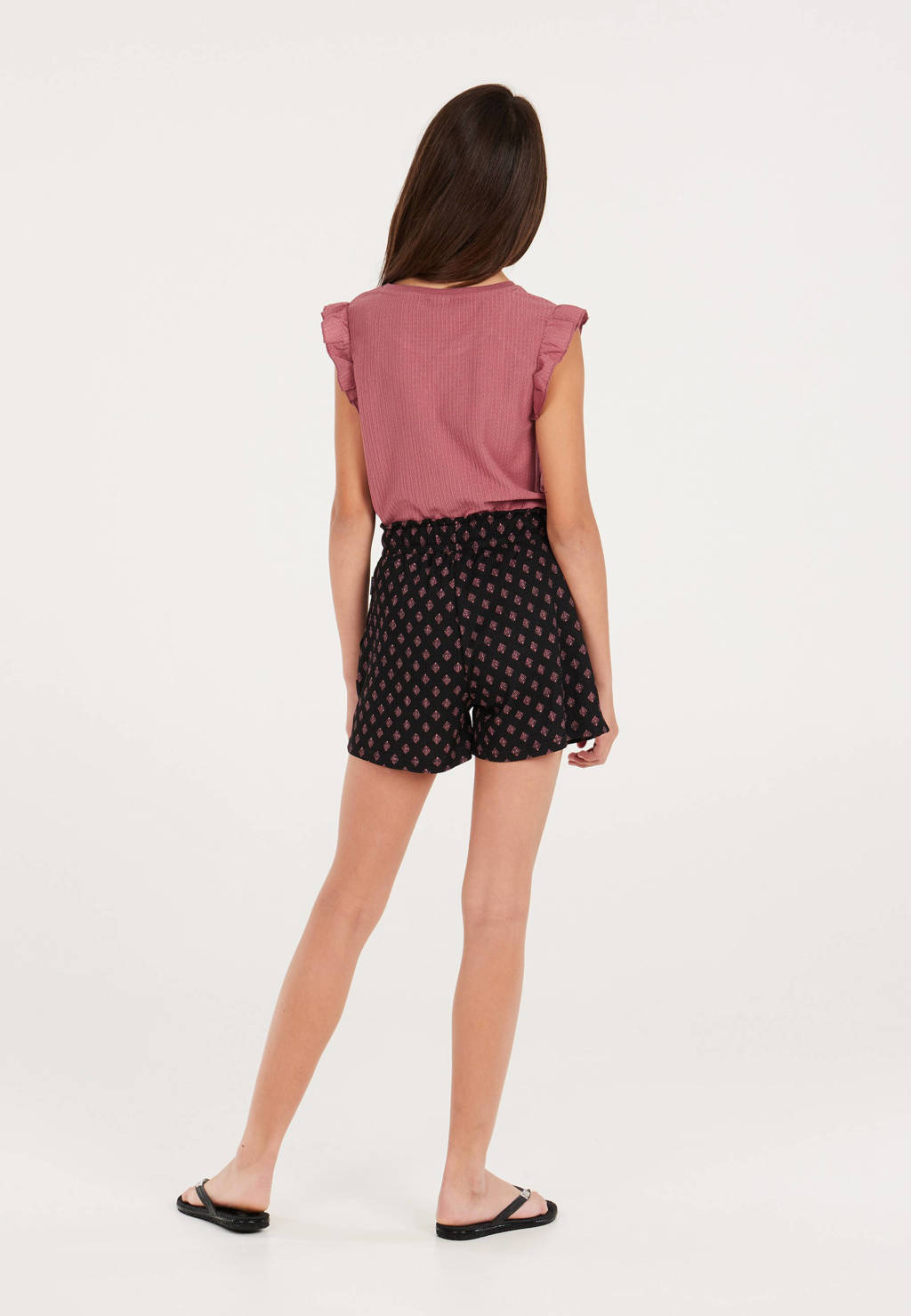 Protest paperbag short met all over print zwart/donkerroze