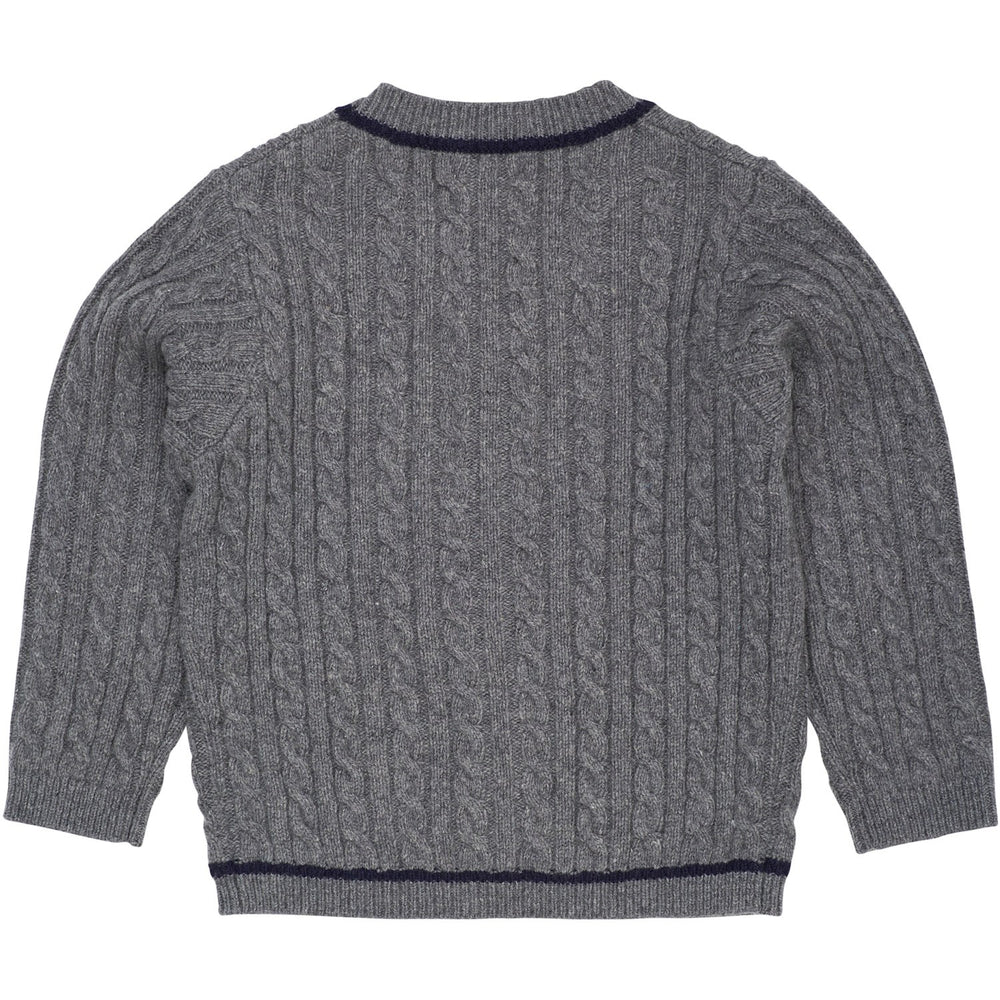 Køb COPENHAGEN COLORS Dk Grey/Navy Comb. Lambswool Grandad Cardigan