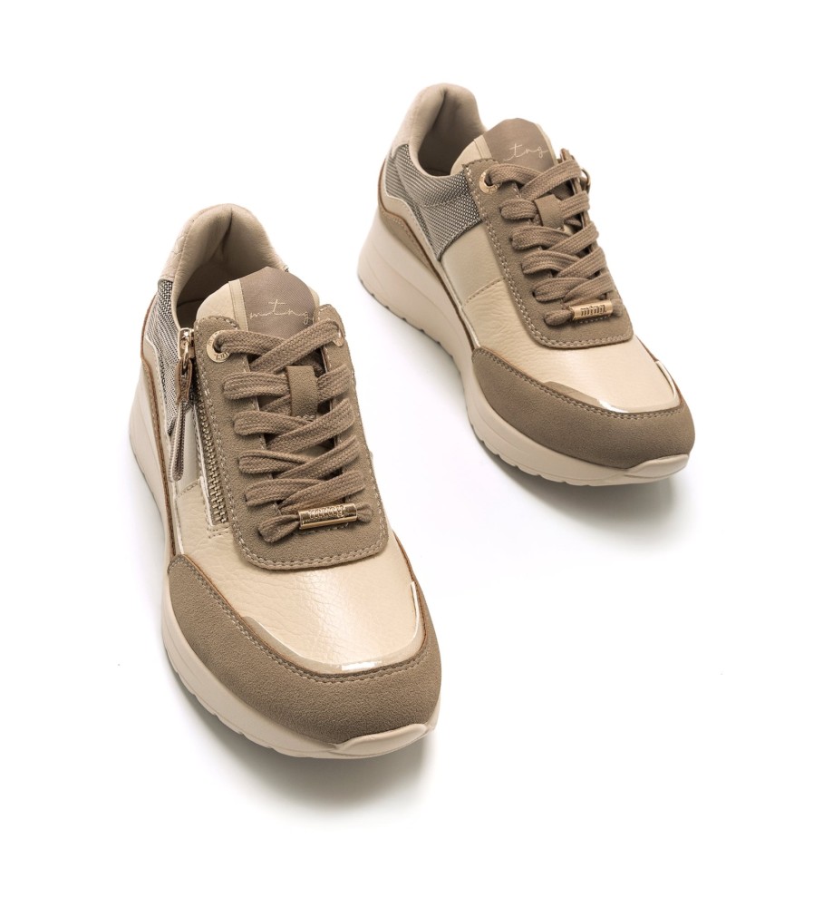 Tênis Mustang de lã marrom - Salto plataforma de 4,5 cm -