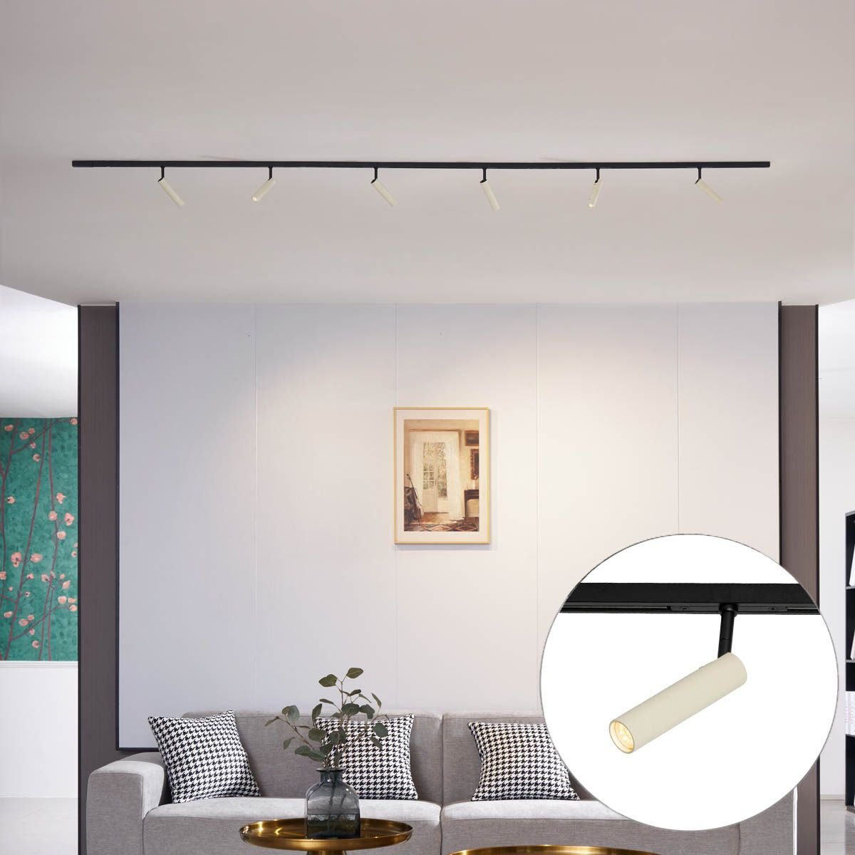 Modern railsysteem met 6 spots beige met zwart 1-fase - Slimline Uzzy
