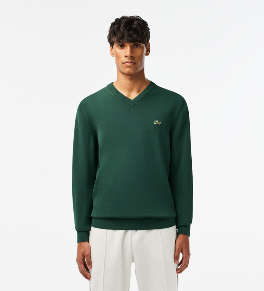 Suéter Lacoste com decote em V, verde