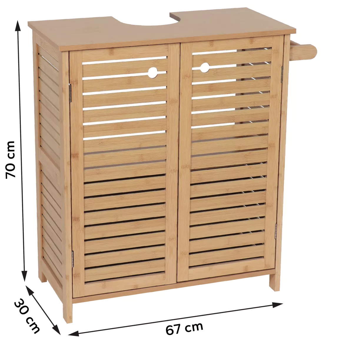 Meuble sous lavabo avec porte-serviette (67 x H70 cm) Trinidad Naturel