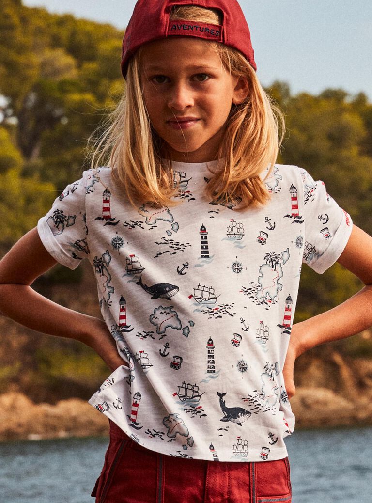 T-shirt blanc thème marin