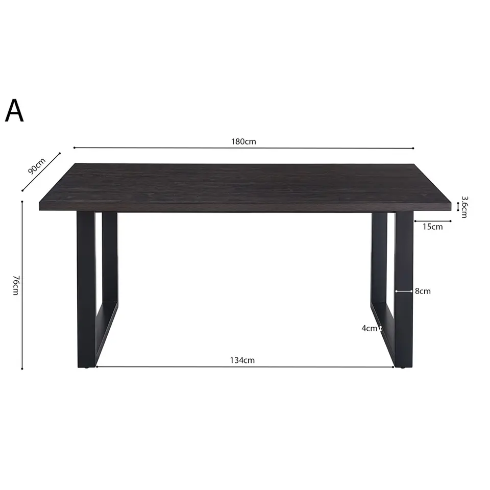 Interiax Eettafel 'Oliver' 180 cm Decor Donkerbruin