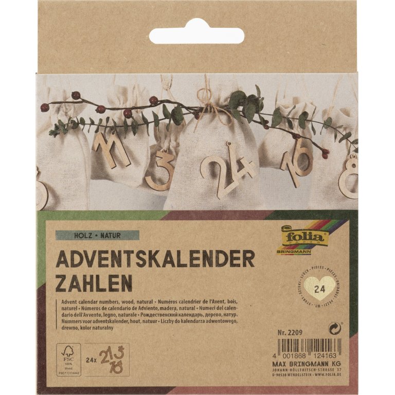 Adventskalender Zahlen aus Holz