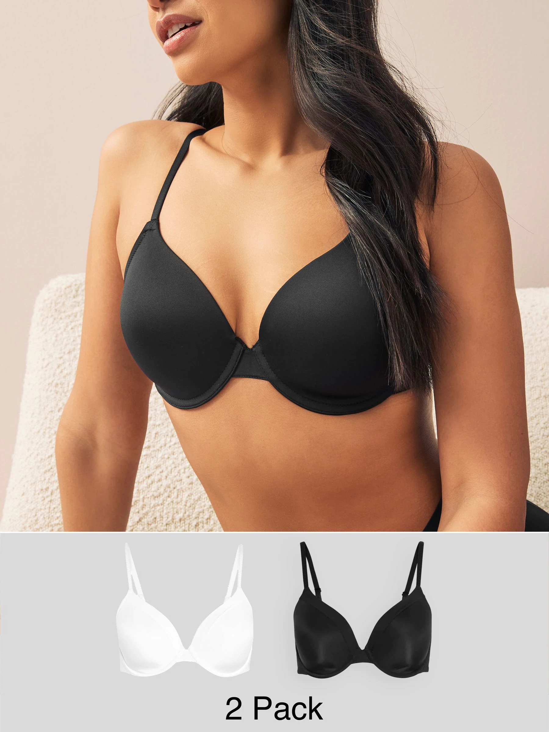 Zwart/wit - A-E Afvlakkende Ultimate Comfort Beha's 2 Verpakking