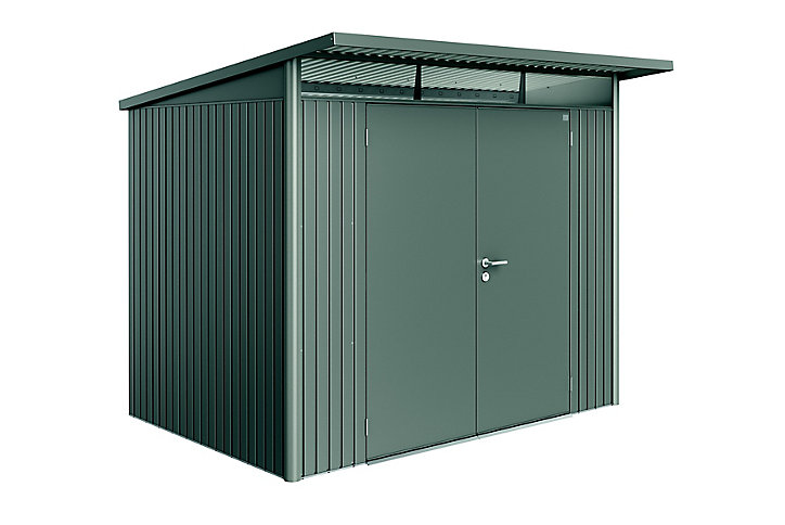 Abri de jardin double porte Biohort AvantGarde A5 en métal coloris gris quartz métallique ép.0,53 mm surface extérieure 5,72 m²
