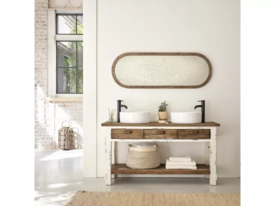 Meuble de salle de bain en bois recyclé FSC mixte 150 cm