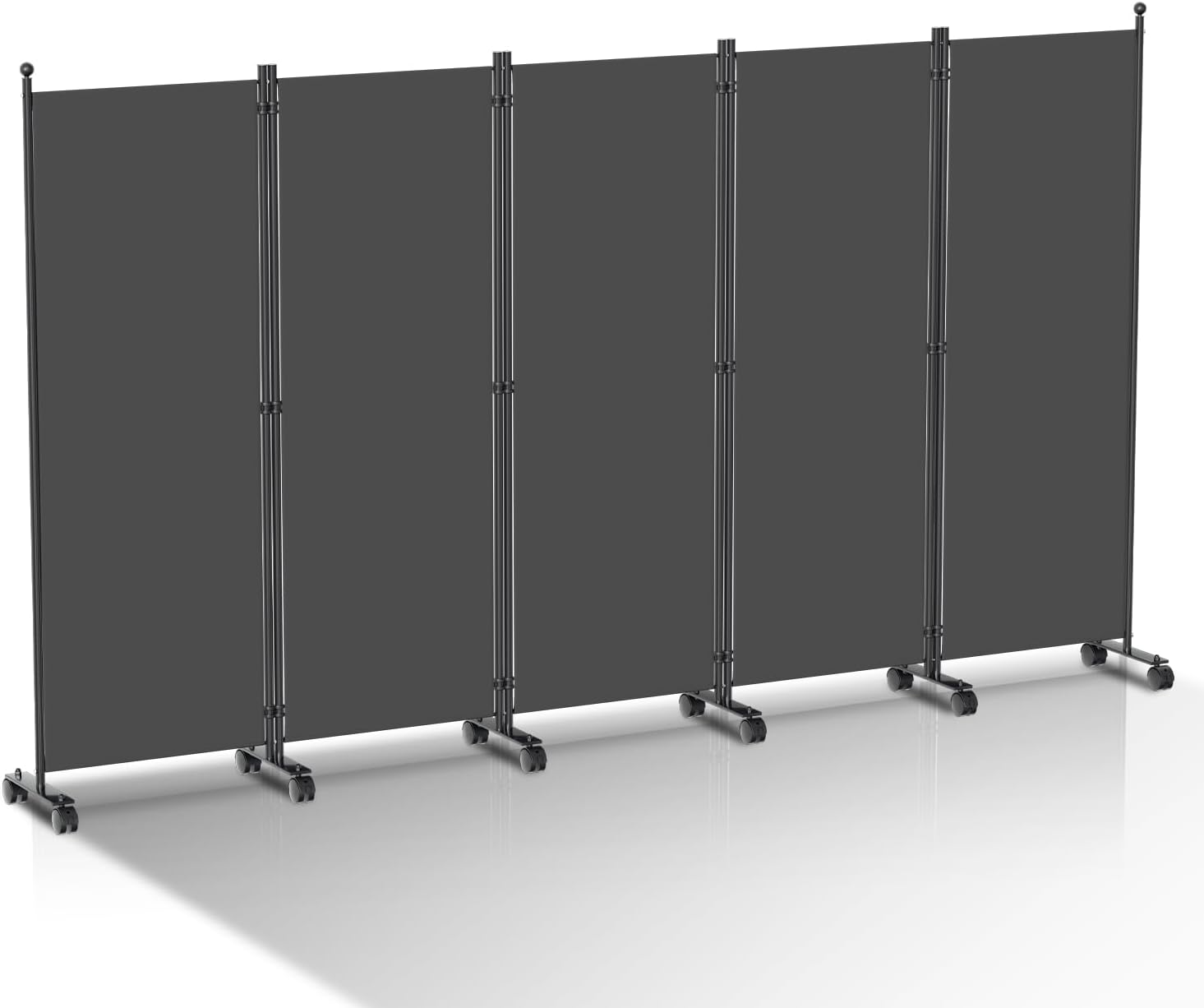 Paravent Raumteiler auf Rollen, Trennwand Faltbar 5-teilig 284x181x30cm,Sichtschutzwand für Balkon,Spanische Wand Sichtschutz aus Polyesterfaser,Paravent Einfache Installation（Anthrazit）