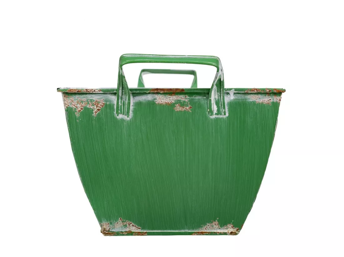 Macetero en métal vert 35/29.5x19.5x14.5/17.5h b:22.5x13
