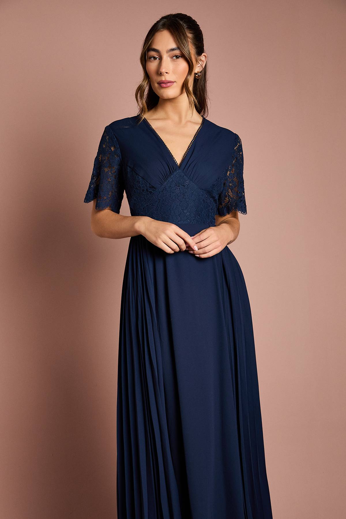Coast Robe de Demoiselle d'Honneur à Manches en Dentelle et Col en V