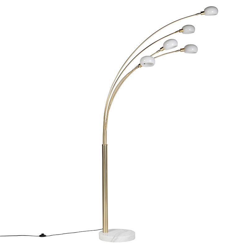 Art deco vloerlamp goud 5-lichts - Sixties Marmo