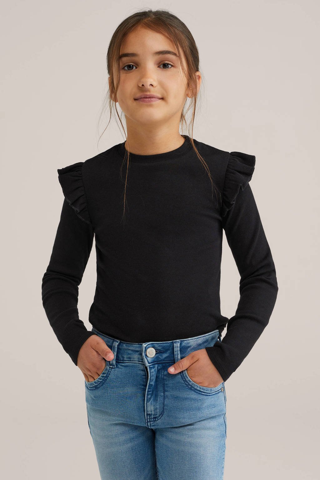 WE Fashion longsleeve - set van 2zwart/wit