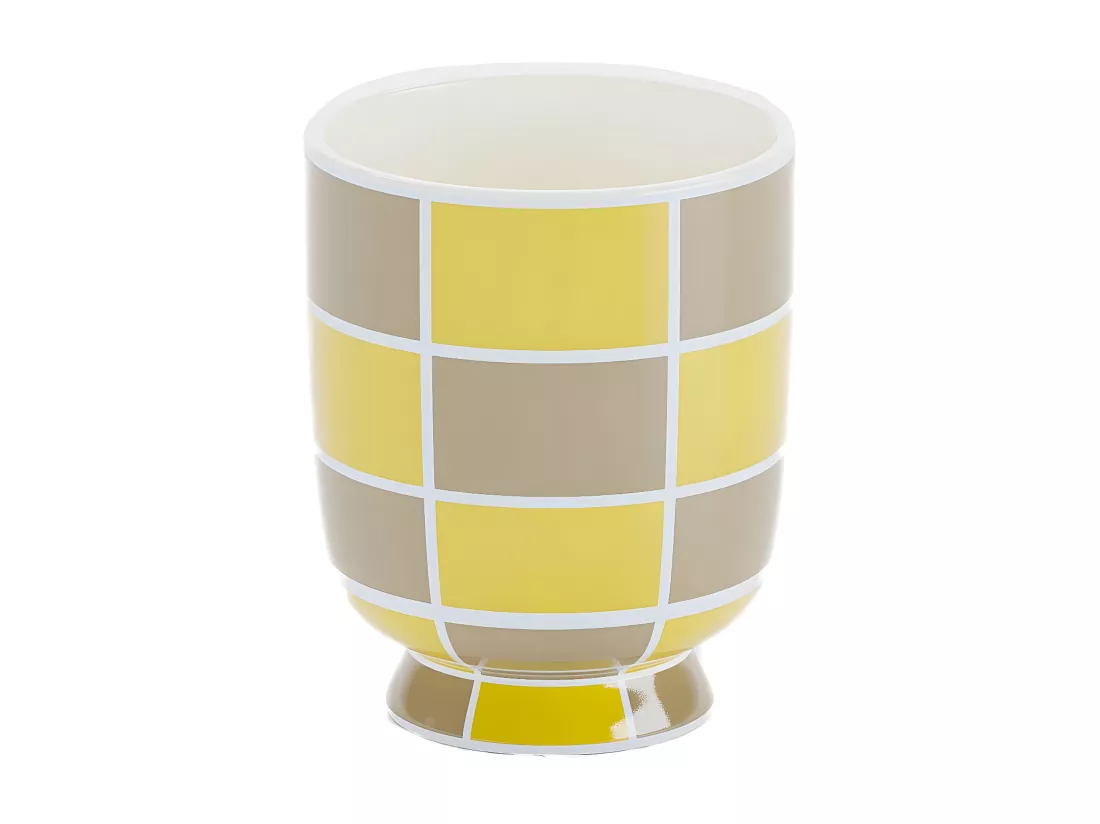 GENEVE - Vase décoratif en céramique à damier jaune