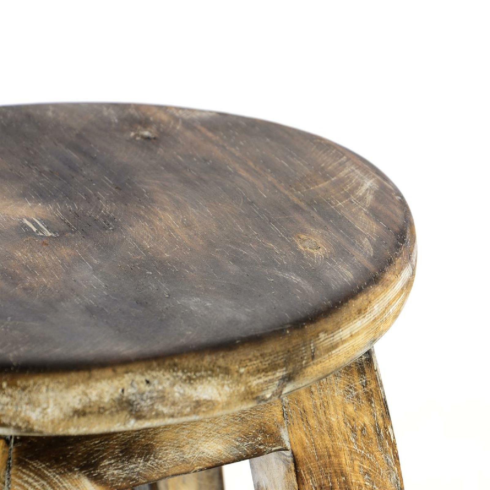VCM Vintage Hocker 40cm geflammt massiv Holz Sitzhocker Blumentisch