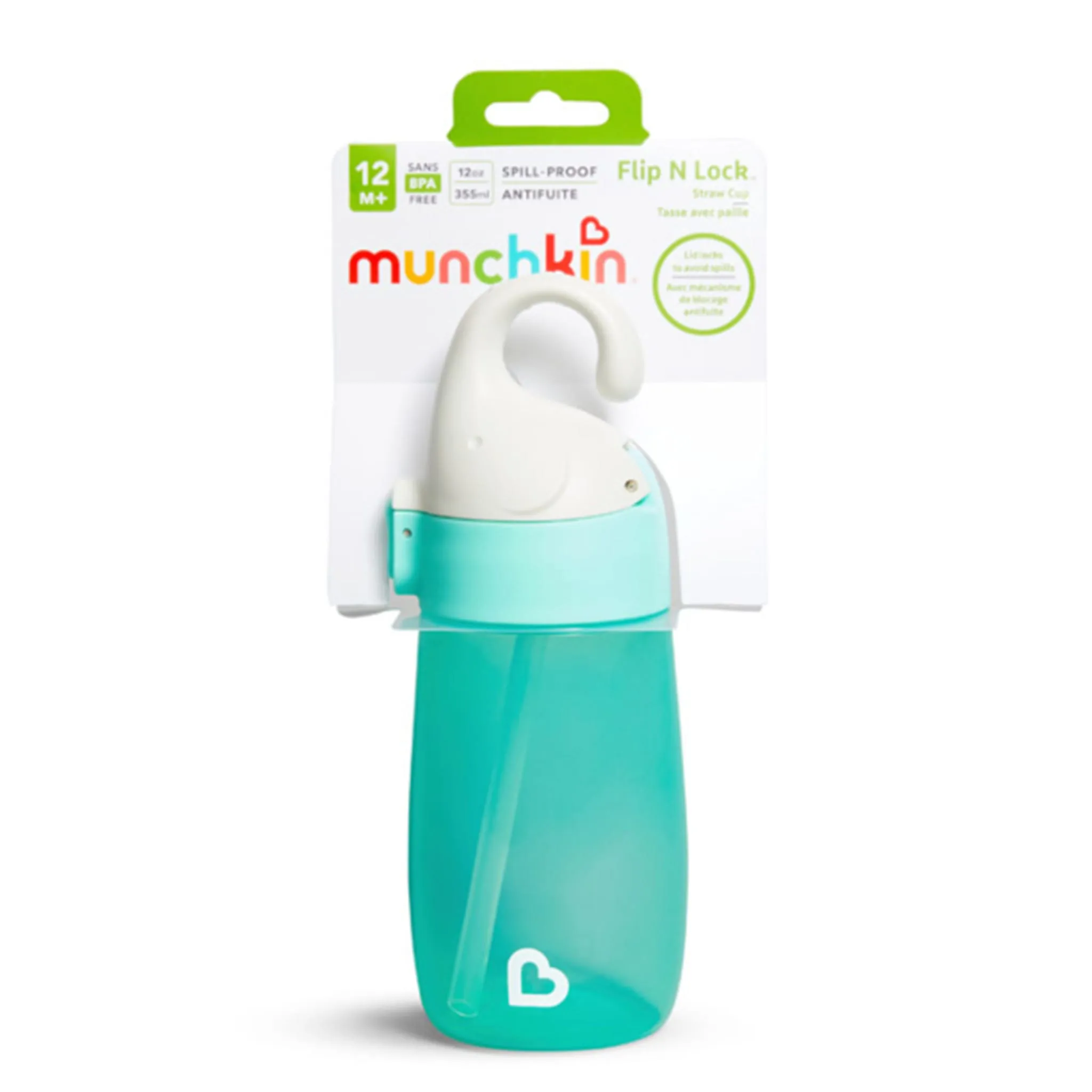 Munchkin Gobelet avec Paille 12oz Flip N Lock - Elephant