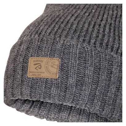 Bonnet tricoté côtelé Ivanhoe en laine Ipsum Gris-taille unique-Gris