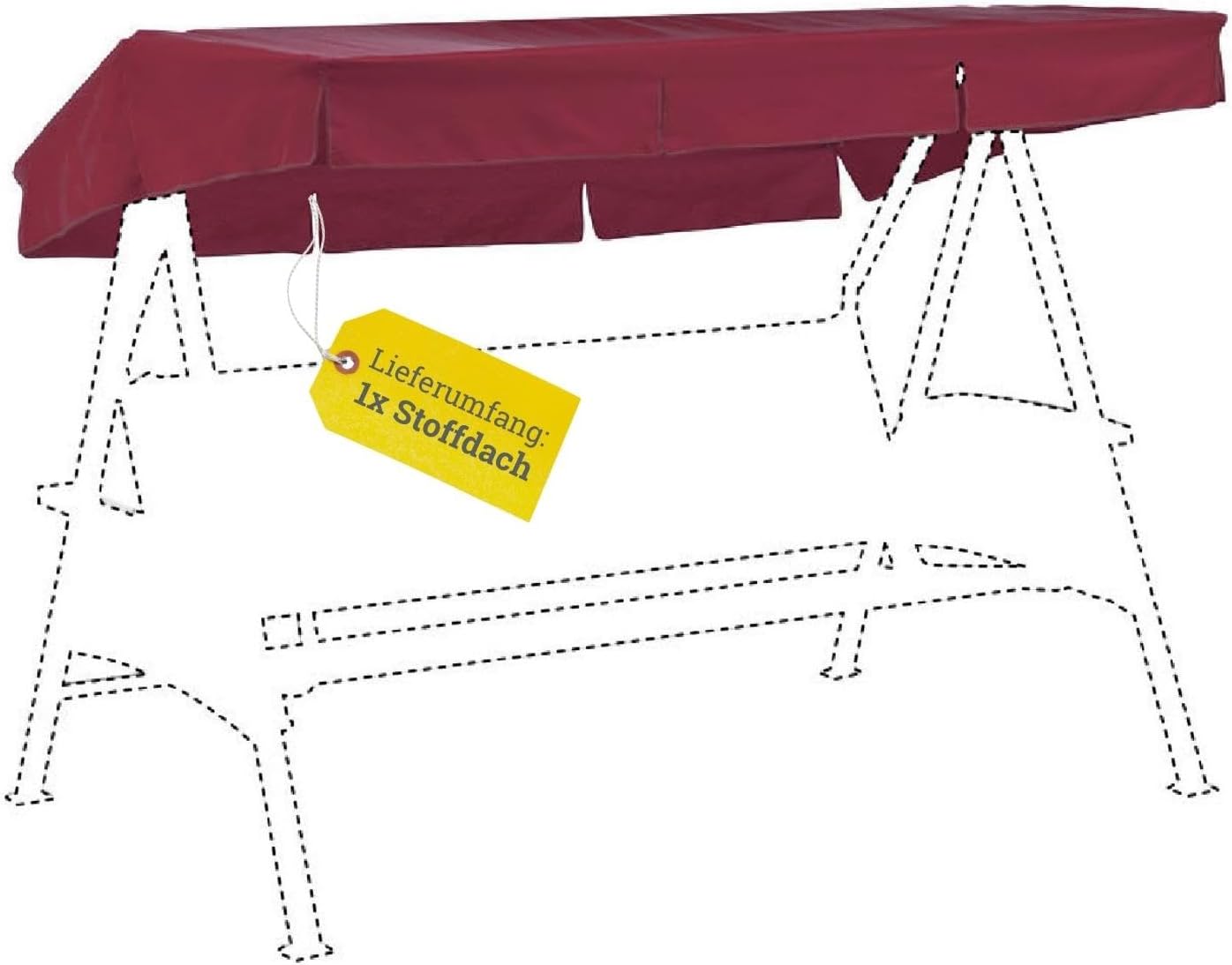 Schaukeldach für Kettler Classic/Montana Bordeaux 207x146 I Dach Hollywoodschaukel I UV-beständiges Schaukel-Dach I 100% Polyacryl I versch. Farben