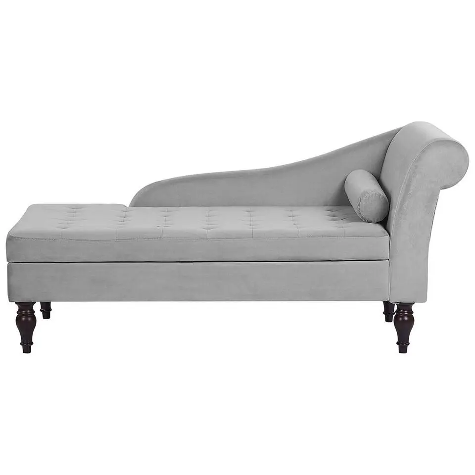 PESSAC - Chaise longue - Grijs - Rechterzijde - Fluweel