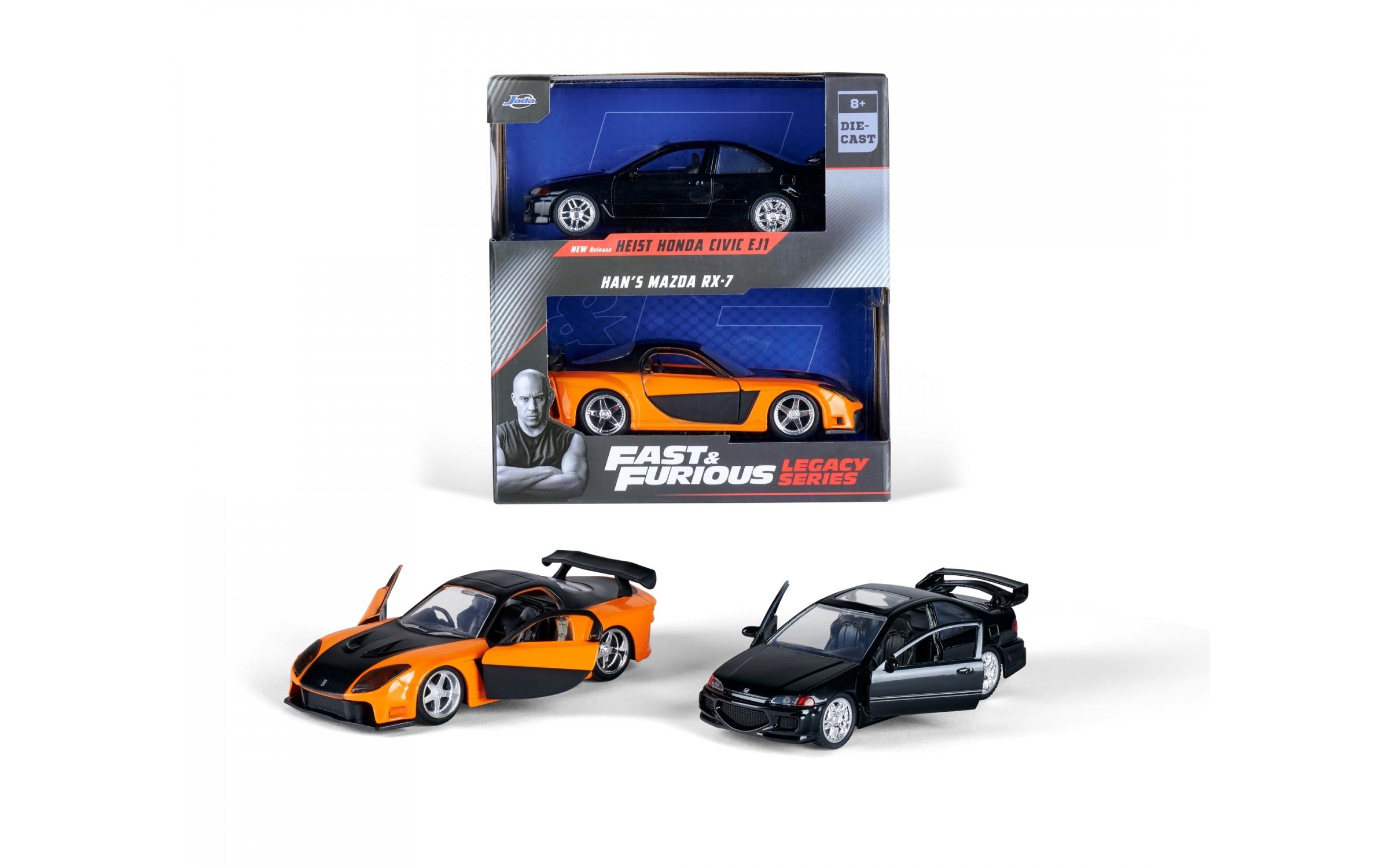 Fast & Furious Twin Pack Wave 1/1 1:32Fast & Furious Modellautos: Honda Civic EJ1 1993 & Han's Mazda RX-7 1997