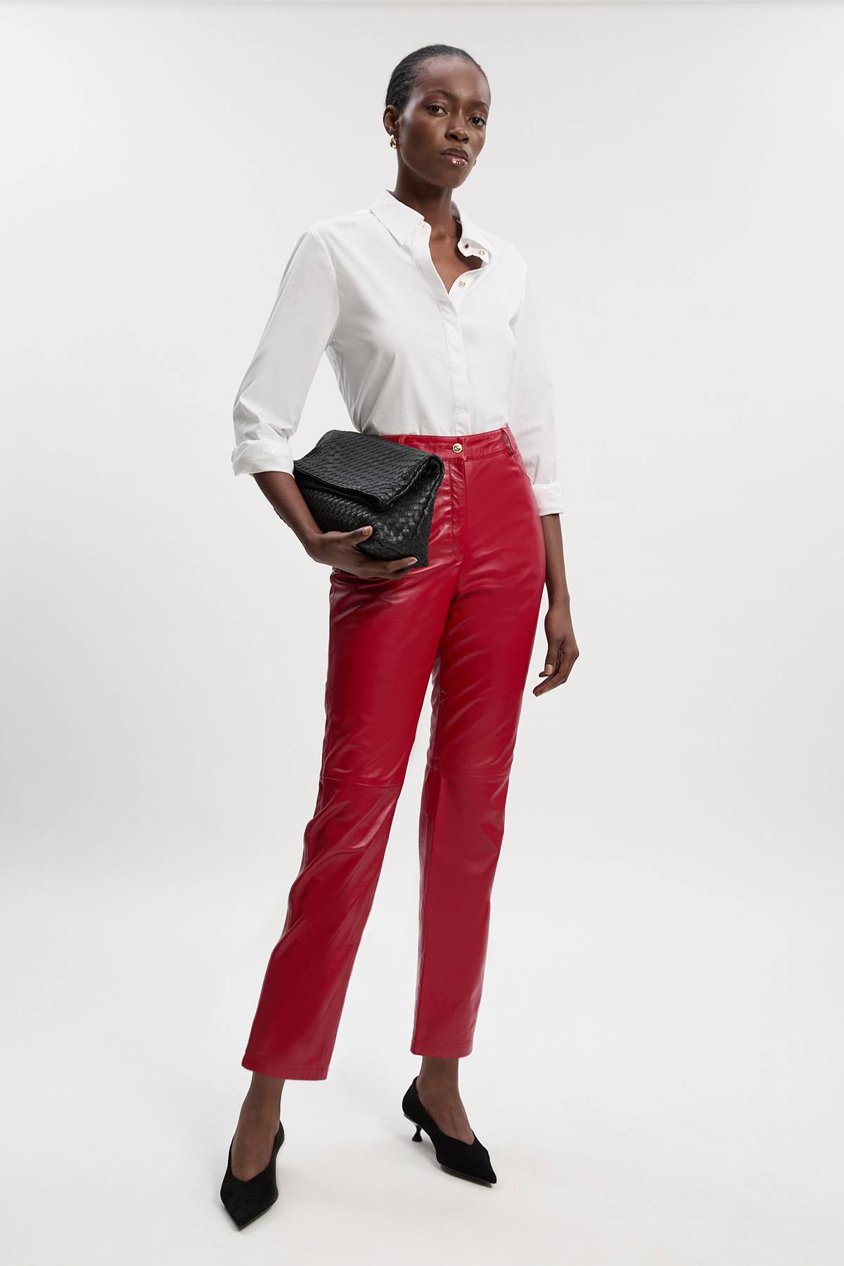 KarenMillen Pantalon Droit en Cuir