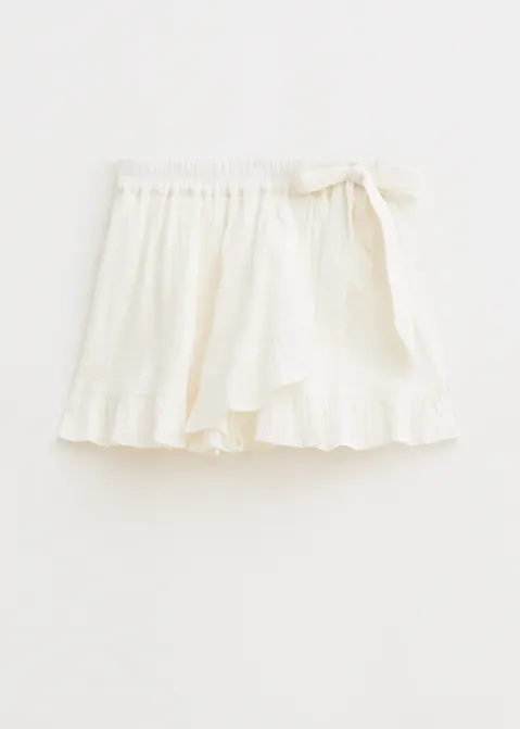 Skort met strik off-white (WIT.O)