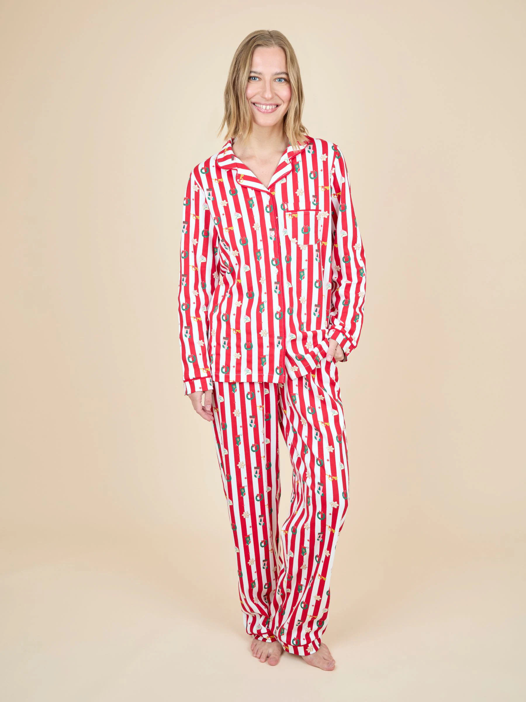 JoJo Maman Bébé gestreepte kerstpyjamaset voor dames