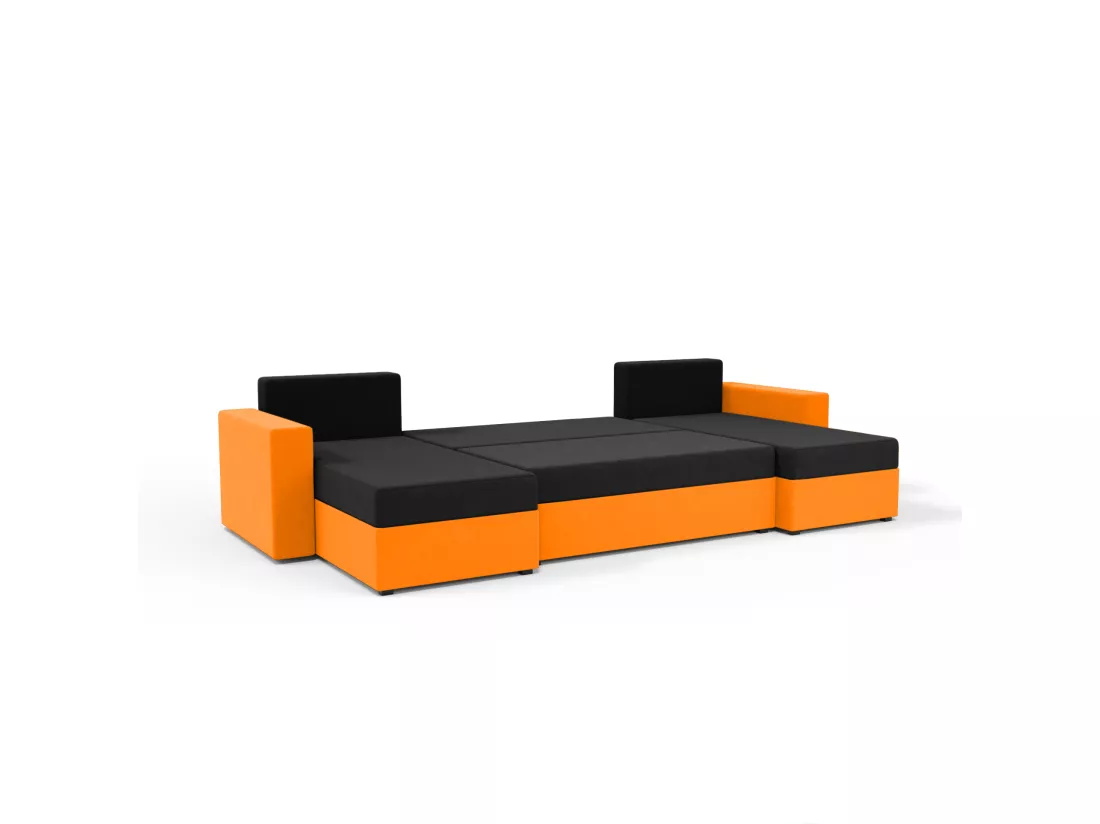 CANAPÉ PANORAMIQUE avec fonction de couchage Susanne jusqu’à 8 places, Noir+Orange