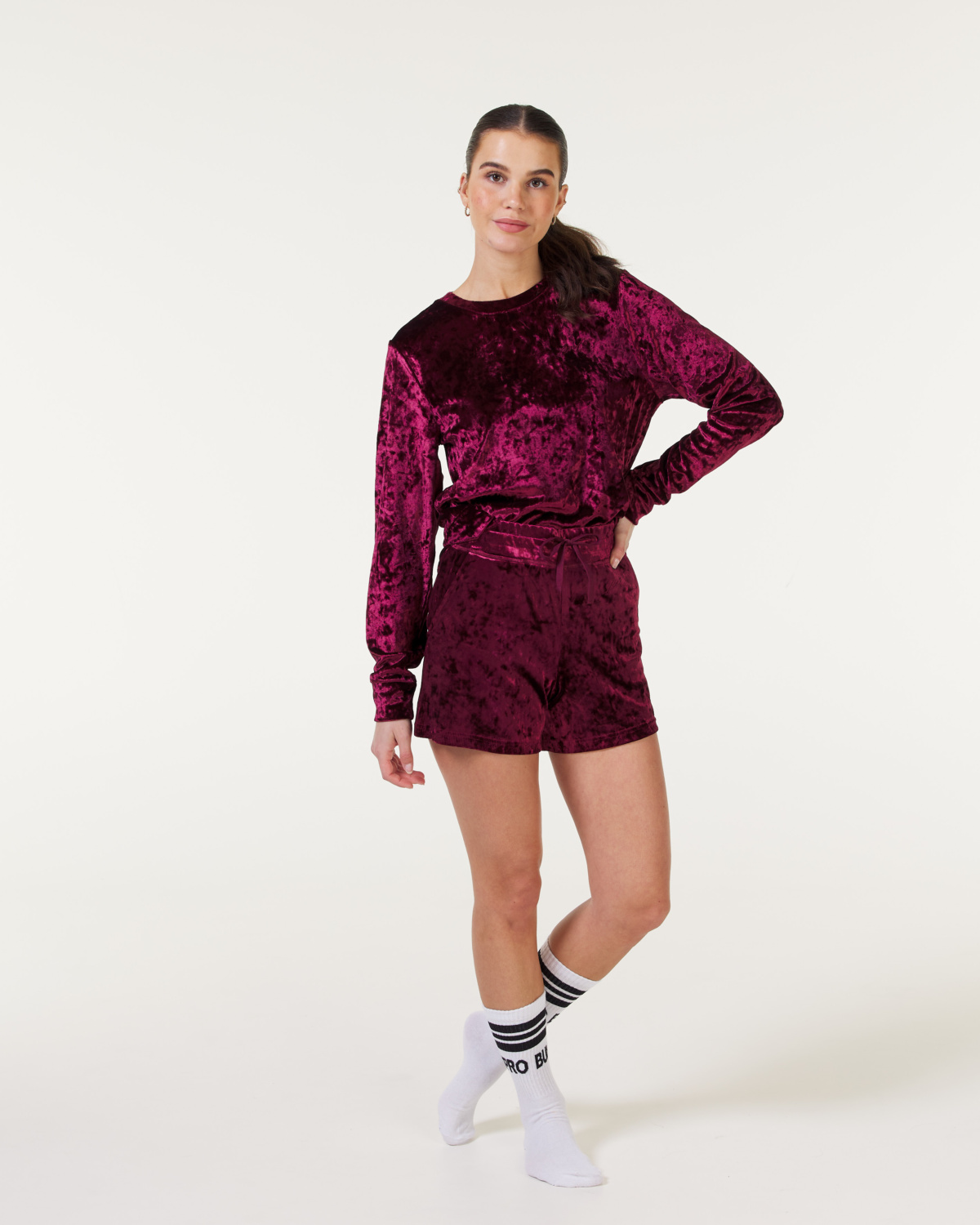 Bumpro Crush Velvet Shorts Red Grape