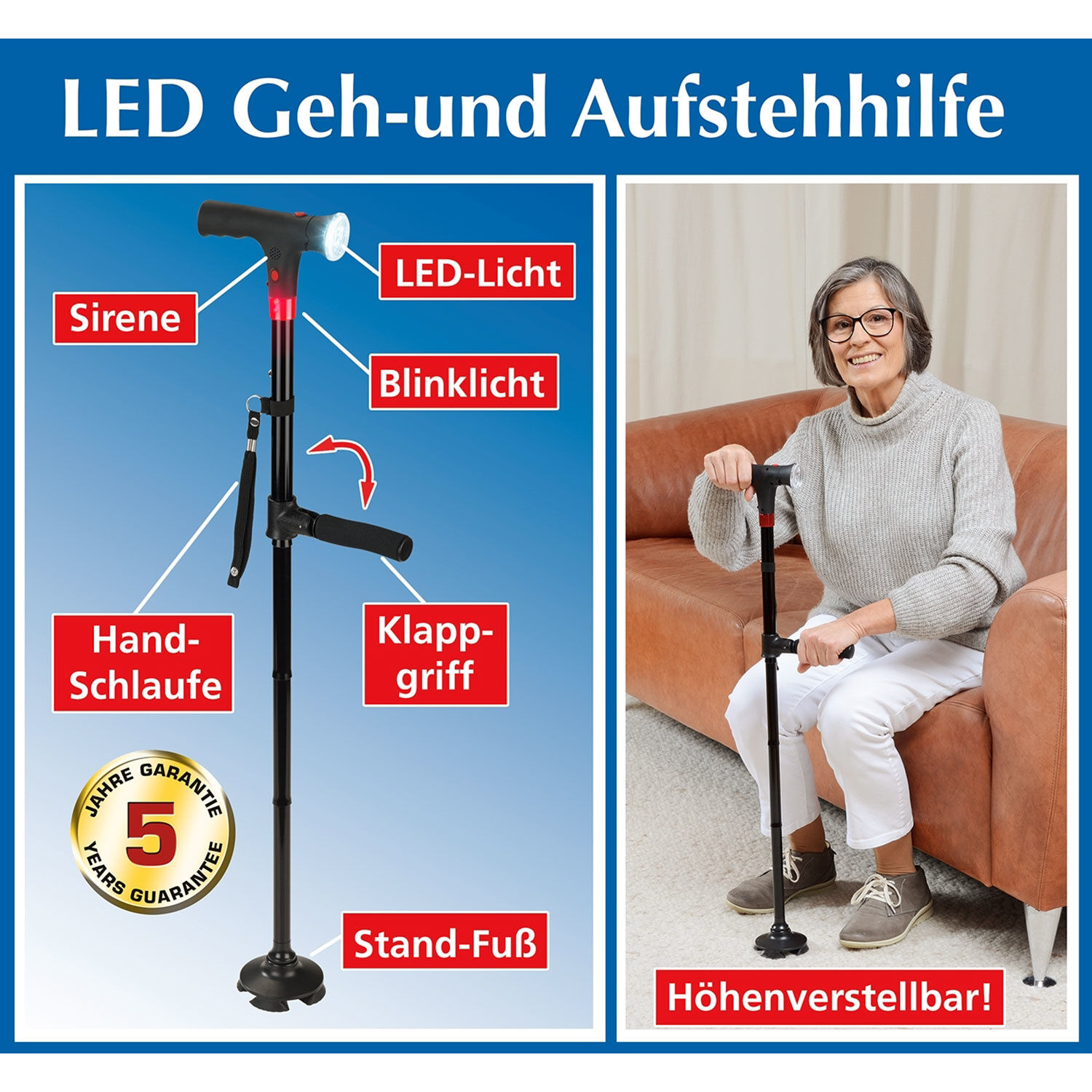 Geh- und Aufstehhilfe mit LED