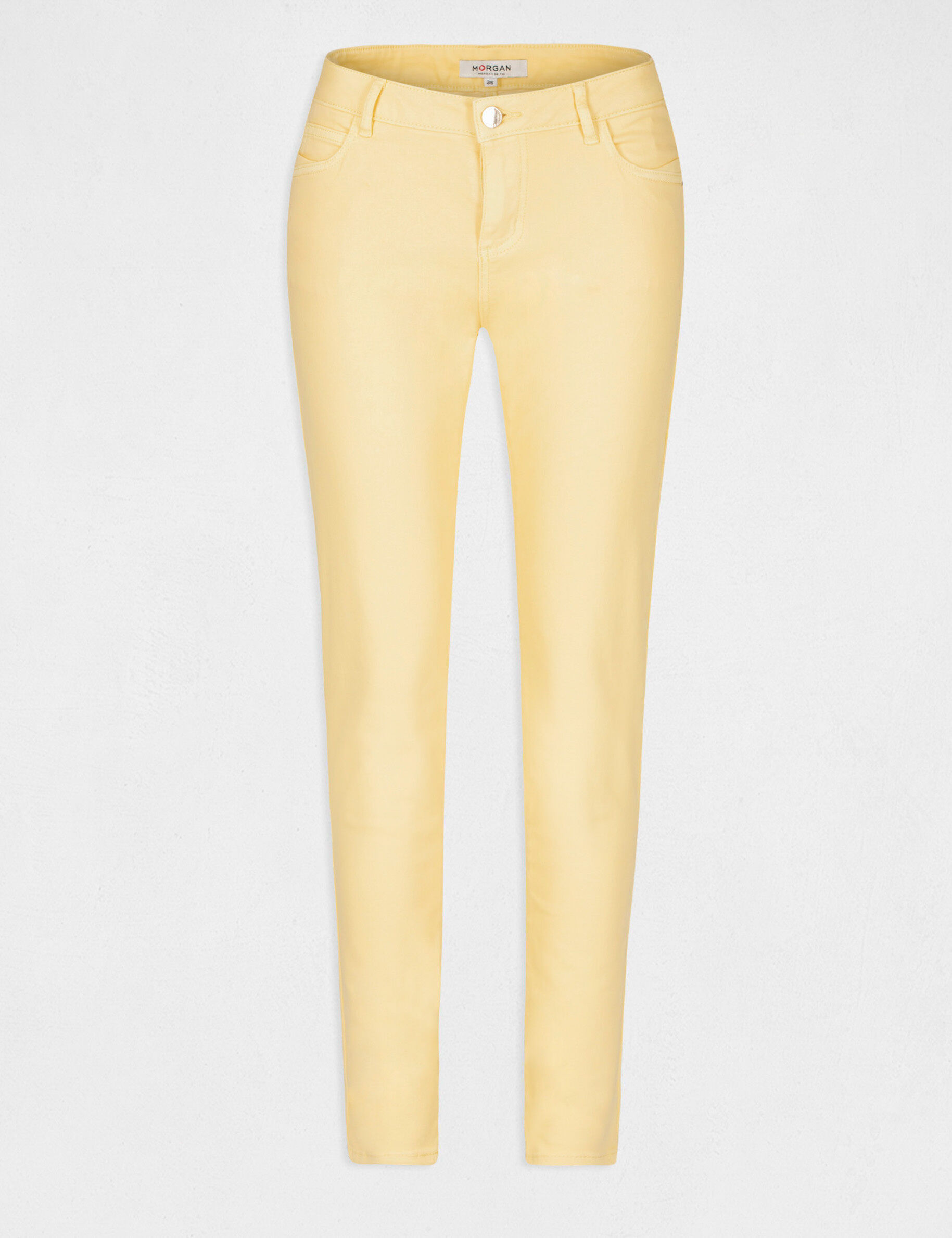Jeans skinny taille basse jaune femme - jaune