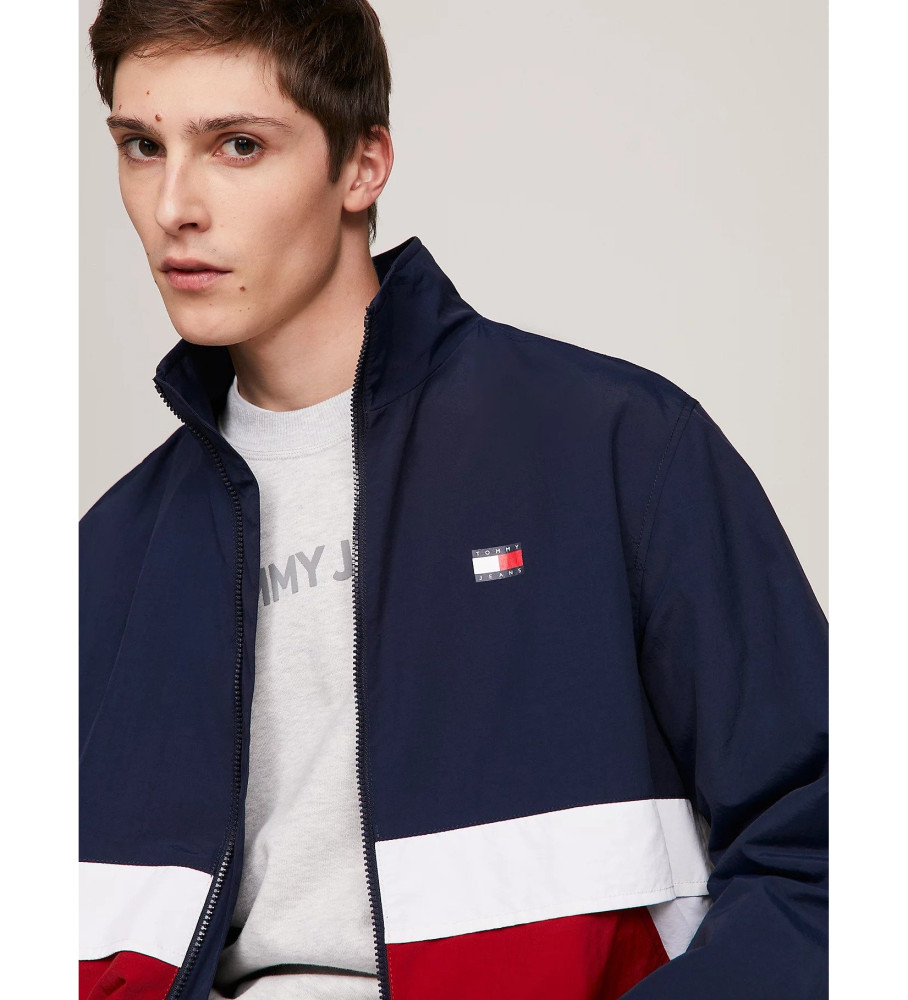 Jaqueta bomber Tommy Jeans Essential, azul marinho, vermelha
