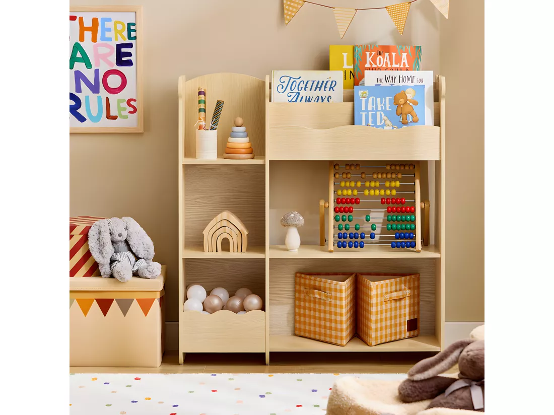 SoBuy Étagère de Rangement pour Enfants, Meuble Enfant Rangement pour Livres et Jouets, Bibliothèque Organisateur pour Chambre d’Enfants, Salle de Jeux, Salon, 91x30x100 cm, KMB101-N