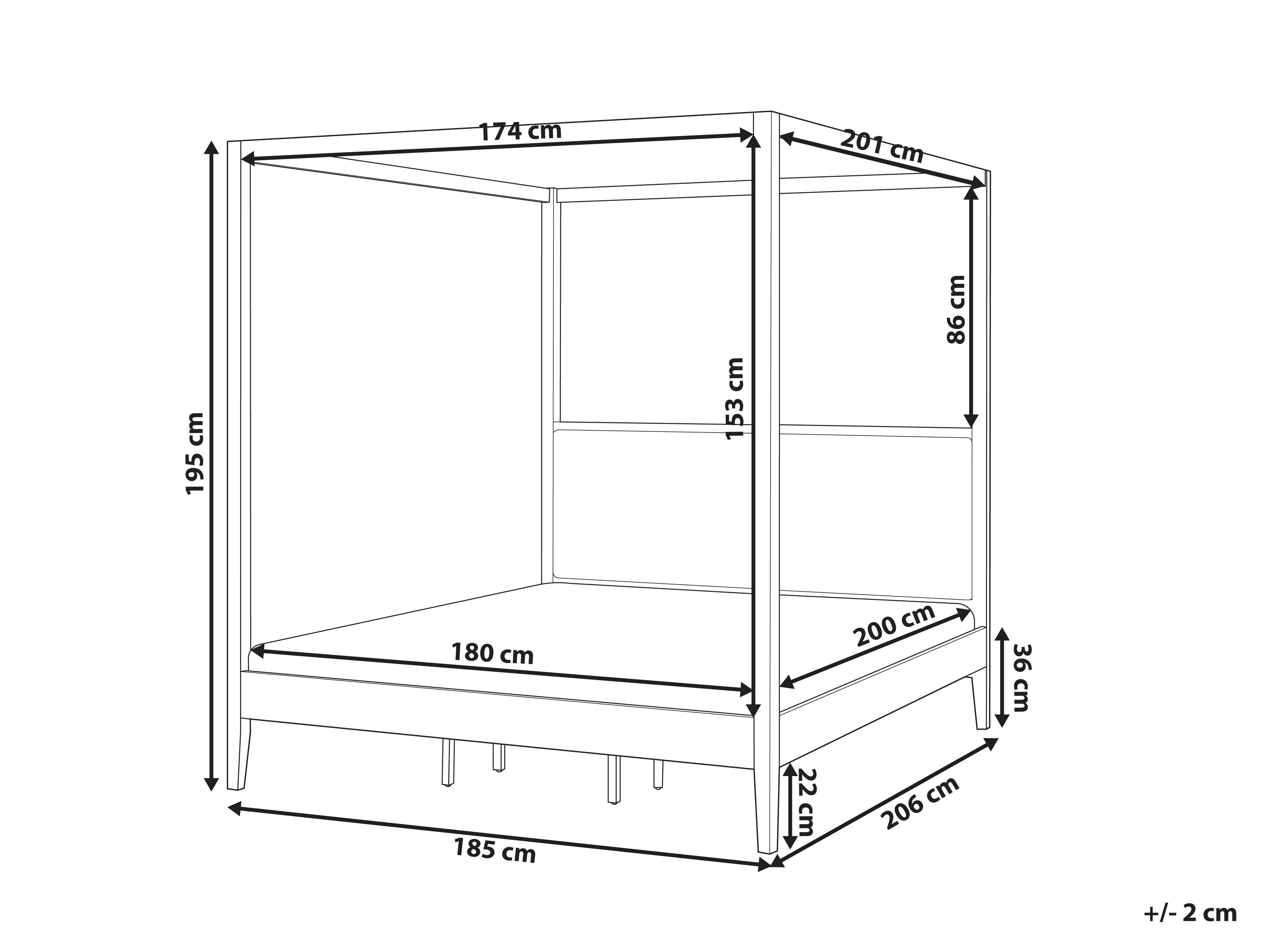 Hemelbed Hout HAILLICOURT 180 x 200 cm Lichtbruin