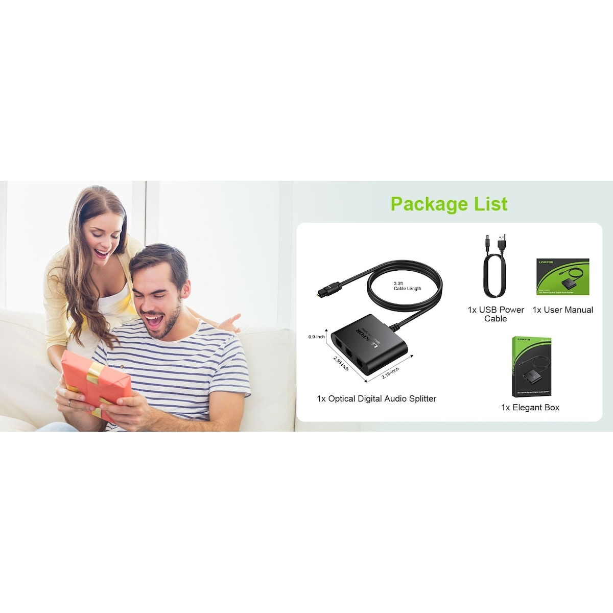 NÖRDIC digital audio optisk TOSLINK splitter 1 til 3